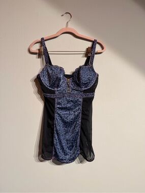 Vintage Victoria’s Secret Denim Print Leopard Bustier Camisole